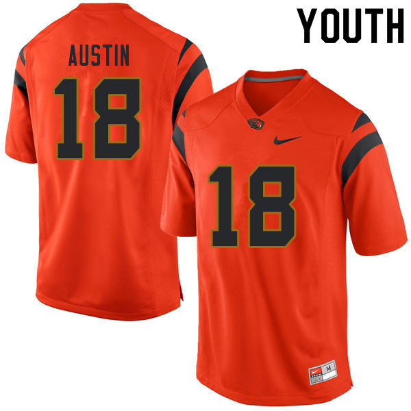 Youth #18 Alex Austin Oregon State Beavers College Football Jerseys Sale-Orange